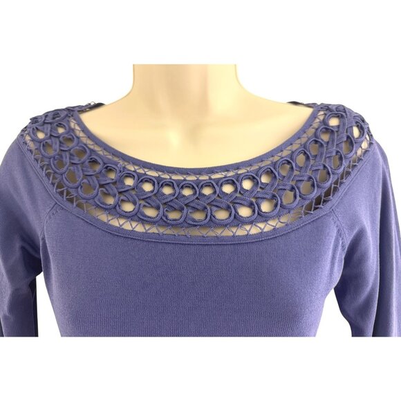 Boston Proper Periwinkle Illusion Neckline Knit Sweater Top Shirt Size XS - Picture 2 of 6